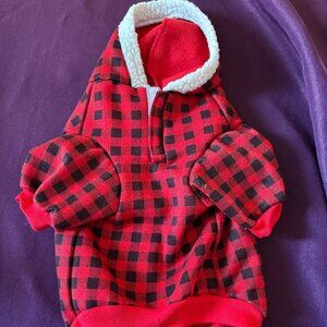 Top Paw Buffalo Plaid Dog Hoodie – Red & Black | Size Large